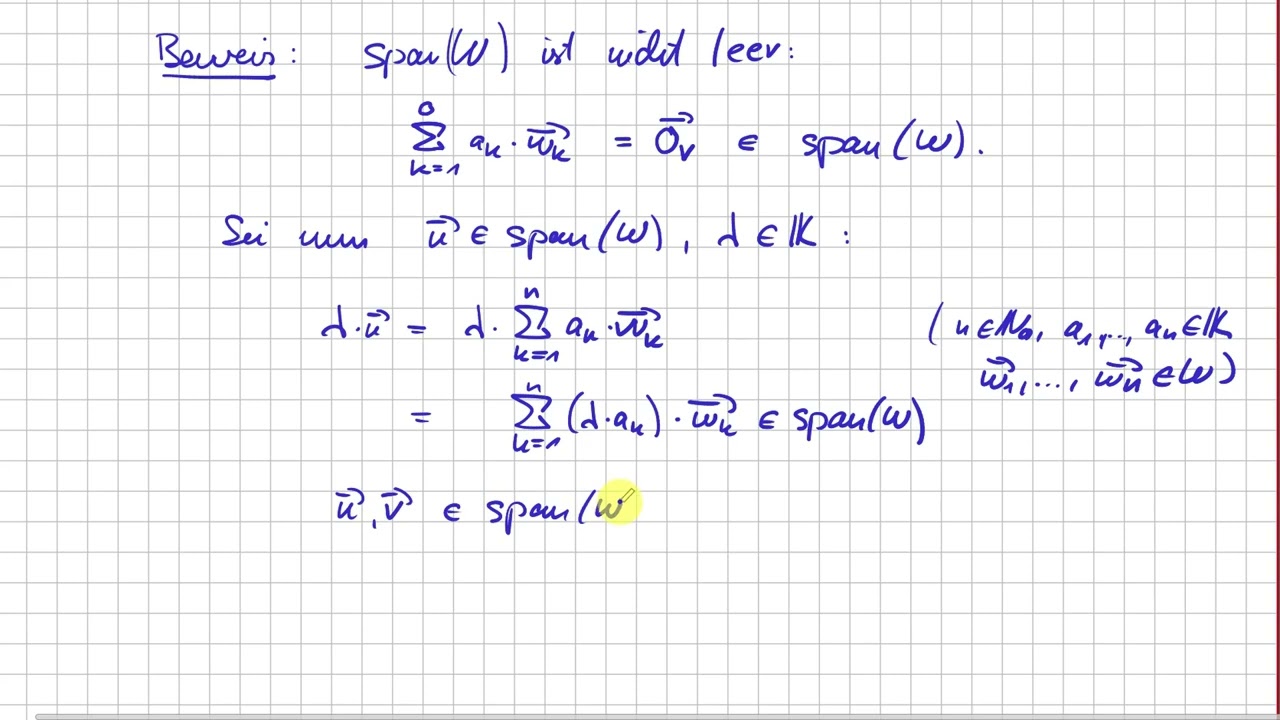 Lineare Algebra - Vektorräume - Lineare Hülle Ist Ein Untervektorraum # ...