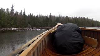 Canoeing in ice Mar 2012 Canoe Lake, Algonquin Park while visiting Tom Thomson's Cairn