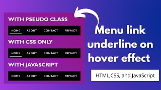 Menu link underline on hover effect using HTML,CSS, and JavaScript | NSCODE