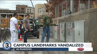 UW-Madison landmarks vandalized with messages criticizing conservative commentator