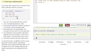 Codecademy: Meet the Functions - Introduction to Javascript Functions!