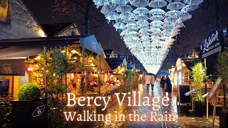 Bercy Village Paris Walking in the Rain [4K] | Paris Walk at Night | Cozy Sound of the Rain