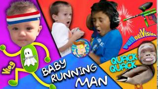 BABY RUNNING MAN CHALLENGE! Paintball Gun Scare Cam Prank II (FUNnel Vision Random August 2016 Vlog)