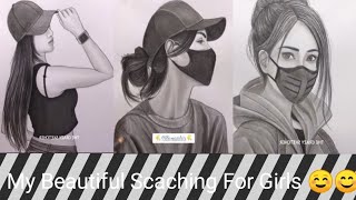My Beautiful Scaching For Girls Pencil Art Scaching And Step by step drawing