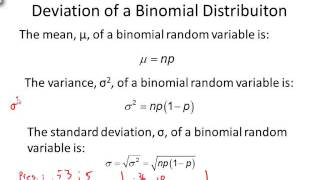 binomial distribution: Mean, Standard Deviation, and shape of a Binomial Random Variable