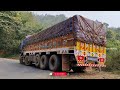 Heavy Loaded Truck Slips off the road - Crazy Truck Driver Unable to Turn at Hairpin Curve Ghat Road
