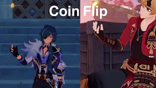 Thoma and Kaeya coin flip comparison