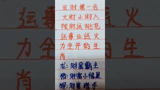 发财第一名，大财小财入账，桃花运，事业运火力全开 #music #生肖 #生肖运势