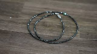 AAA Quality 2mm Black Diamond Necklace With 6 mm Blue Diamond Bead,