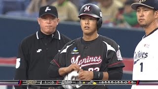 【プロ野球パ】中村奨吾、期待に応えるプロ初スタメン＆初ヒット 2015/04/08 Bs-M