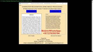 Python Code for Character Recognition Using Image Processing | OpenCV Project With Source Code