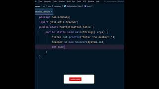 Printing Multiplication table program in Java || #shorts #javaprogramming