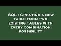 SQL : Creating a new table from two existing tables with every combination possibility