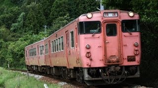 ＪＲ西日本　芸備線　普通列車　キハ47　2両編成　汽笛を盛大に鳴らして通過！