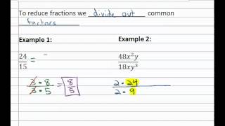 11.1b Reduce Rational Expressions - Review Reducing Fractions