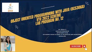 Object Oriented Programming With JAVA (BCS306A) | VTU 2022 Scheme | Lab Program-12