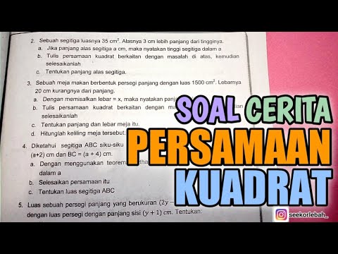 SOAL CERITA PERSAMAAN KUADRAT‼️ - YouTube