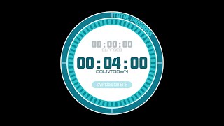 4 Minutes - Radial Blue Countdown Timer with Alarm and Elapsed Time.