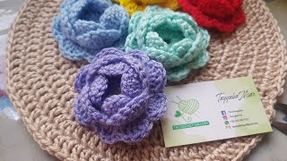 Diy craft- Crochet 3d rose flower|| crochet camellia flower|| crochet flower easy tutorial by TN