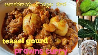 ఆకాకరకాయ రొయ్యల కూర | Teasel gourd with prawns curry | Akakarakaya Recipes in Telugu