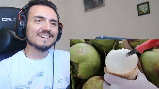 ตัดมะพร้าว | Amazing coconut cutting skills Street Food Bangkok Thailand - Reaction