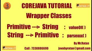 Core java Tutorial || Wrapper Classes || video-3 || String to Primitive conversion || BY Ratan Sir