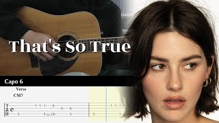 That's So True - Gracie Abrams - Fingerstyle Guitar TAB Tutorial