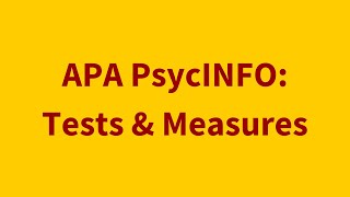 APA PsycINFO Test & Measures