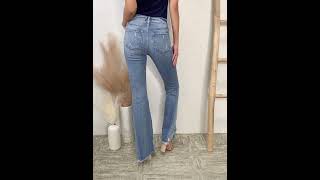 Kancan Mid Rise Raw Hem Flare Jeans #fashion #kancan #womensjeans  #womensclothing #flarejeans