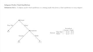 Game Theory 28: Subgames, Subgame Perfect Nash Equilibrium, and Backwards Induction