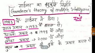 गार्डनर का बहु बुद्धि सिद्धान्त Multiple intelligence theory.