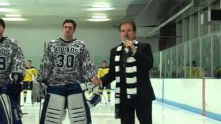 Boston Bruins Singer Rene Rancourt Performs at Assumption College Hockey