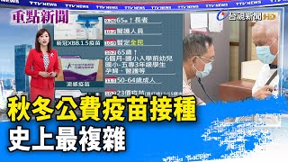 秋冬公費疫苗接種 史上最複雜【重點新聞】-20231002