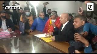 Jalandhar : BJP candidate Manoranjan Kalia filing his nomination in Jalandhar