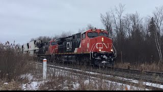 A cold Saturday on the CN bala subdivision including a rebuilt CN locomotive leading