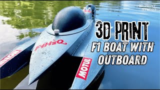 Rc F1 Boat with Real Outboard Motor Mercury Racing 360 full 3d print