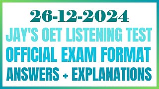 OET LISTENING TEST 26.12.2024 #oet #oetexam #oetnursing #oetlisteningtest