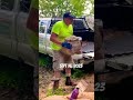 loading ash block into my chevrolet truck bed firewood