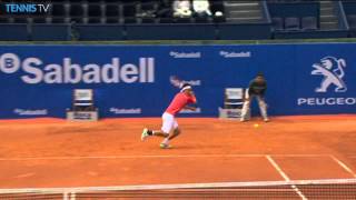 Kei Nishikori Hits Hot Shot In Barcelona 2014