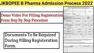 JKBOPEE B Pharma Admission Form Filling Procedure || Step By Step Guide