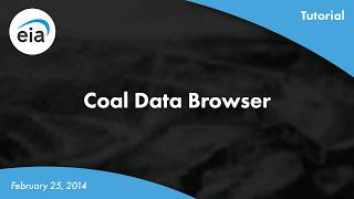 EIA's Coal Data Browser Tour