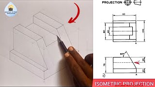 Isometric projection transform from two views in third angle orthograhic projection