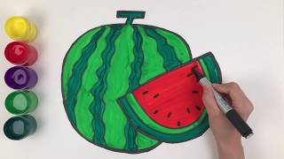 How To Draw A Watermelon Easy Drawing and Coloring for Kids - Super Easy | Fun art for Kids ♡