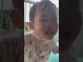 プール日より👶🩵 水遊び プール 子育て ママ 子育て奮闘中 イヤイヤ期 娘 息子 3歳 1歳 病気 難病児 可愛い ショート shorts kids cute