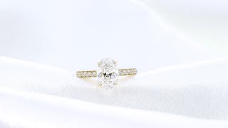 2.75 ct Oval Lab Diamond Engagement Ring with Channel Set Diamond Band in Yellow Gold | Ada Diamonds