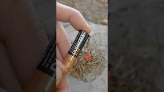 Survival Skills: Fire With Battery and Wire #survival #bushcraft #outdoors #lifehacks