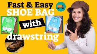 DIY easy drawstring shoe bags for travel - DIY easy travel drawstring shoe bags