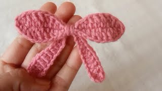 Super easy Tunisian ,easy bow ถักโบว์ไหมพรม ง่ายๆ