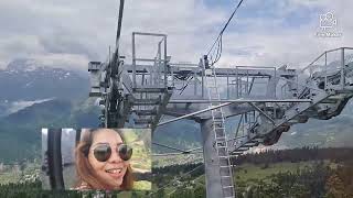 Riding  cable car at Mestia Georgia