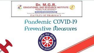 Pandemic COVID 19 preventive measures||Faculty Of Pharmacy||Dr.MGR Institute-NSS